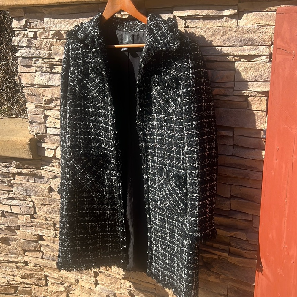 INC TWEED COAT W FRINGE SIZE 10